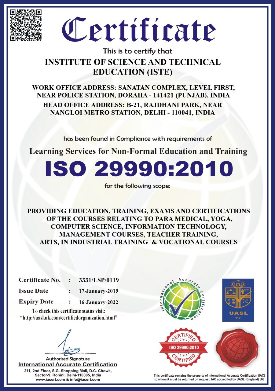 ISO 29990:2010 Certified Organisation 